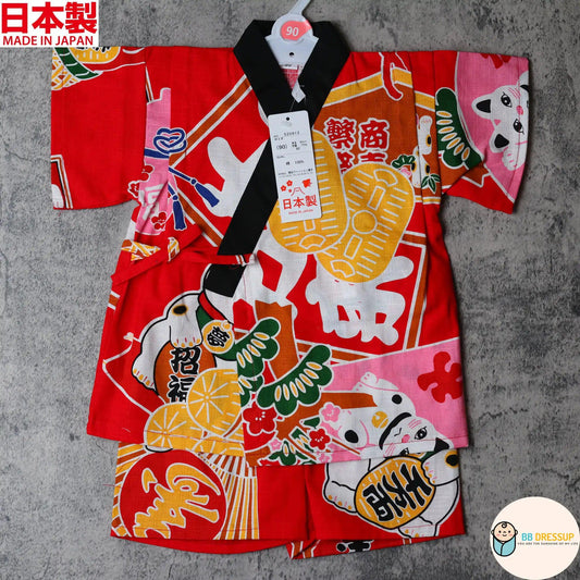 日本品牌 Mam 高品質日本製招財貓甚平套裝。