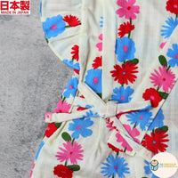 [現貨] 日本製 Mam 嬰兒淺黃色小花荷葉袖日本和服甚平BB衫套裝 - BB Dressup