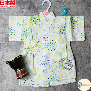 [現貨] 日本製 Mam 嬰兒白色煙花日本和服甚平BB衫套裝 - BB Dressup