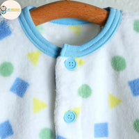 [現貨] 日本直送 Mam 嬰兒藍色幾何圖案暖肚睡衣/居家服套裝 (80-100cm) - BB Dressup