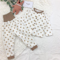 [現貨] 日本直送 Mam 嬰兒啡色波點暖肚睡衣套裝 (80-100cm) - BB Dressup