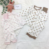 [現貨] 日本直送 Mam 嬰兒啡色波點暖肚睡衣套裝 (80-100cm) - BB Dressup