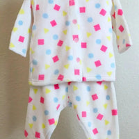 [現貨] 日本直送 Mam 嬰兒粉紅色幾何圖案暖肚睡衣套裝/居家服 (80-100cm) - BB Dressup