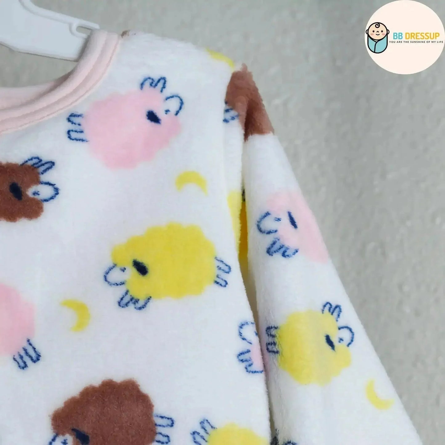 [現貨] 日本直送 Mam 嬰兒粉粉紅色綿羊暖肚睡衣套裝 (80-100cm) - BB Dressup