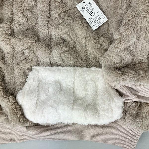 [現貨] 日本直送 Mam 幼童米色絨毛保暖圓領長袖衛衣 (80-100cm) - BB Dressup