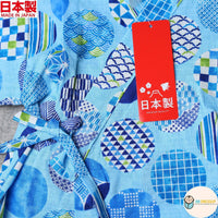 [現貨] 日本製 Mam 嬰兒淺藍色圓形傳統圖案日本和服甚平BB衫套裝 (80-90cm) - BB Dressup