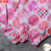 [現貨] 日本製 Mam 嬰兒粉紅色圓形傳統圖案日本和服連身衣 (70-80cm) - BB Dressup
