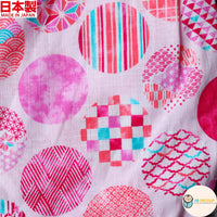 [現貨] 日本製 Mam 嬰兒粉紅色圓形傳統圖案日本和服連身衣 (70-80cm) - BB Dressup