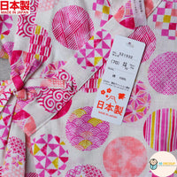 [現貨] 日本製 Mam 嬰兒米白色圓形傳統圖案日本和服連身衣 (70-80cm) - BB Dressup