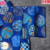 [現貨] 日本製 Mam 嬰兒藍色和風圖案圖案甚平連身衣/包屁衣 (70-80cm)
