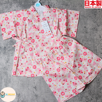 [現貨] 日本製 Mam 嬰兒粉紅色櫻花兔仔日本和服甚平BB衫套裝 (95cm)