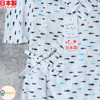 [現貨] 日本製 Mam 嬰兒白色小魚圖案甚平連身衣/包屁衣 (70-80cm)
