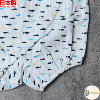 [現貨] 日本製 Mam 嬰兒白色小魚圖案甚平連身衣/包屁衣 (70-80cm)