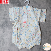 [現貨] 日本製 Mam 嬰兒白色凹凸布料蜻蜓圖案甚平連身衣/包屁衣 (80cm)