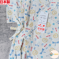 [現貨] 日本製 Mam 嬰兒白色凹凸布料蜻蜓圖案甚平連身衣/包屁衣 (80cm)