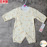[現貨] 日本製 Mam 100%全棉黃色圓點嬰兒連身睡衣/居家服 (50-70cm) - BB Dressup