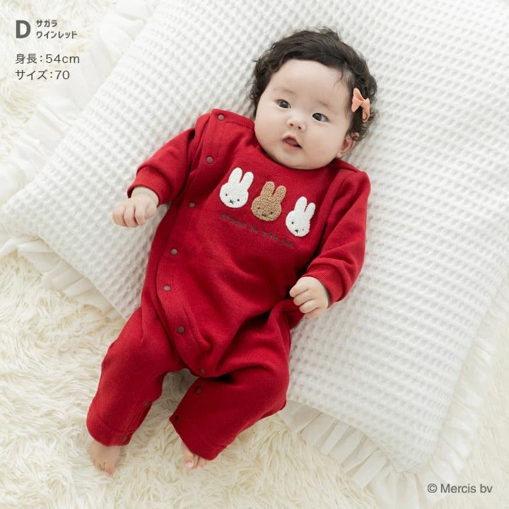 [現貨] 日本直送 初生嬰兒Miffy紅色秋冬連身衣 (70-80cm) - BB Dressup