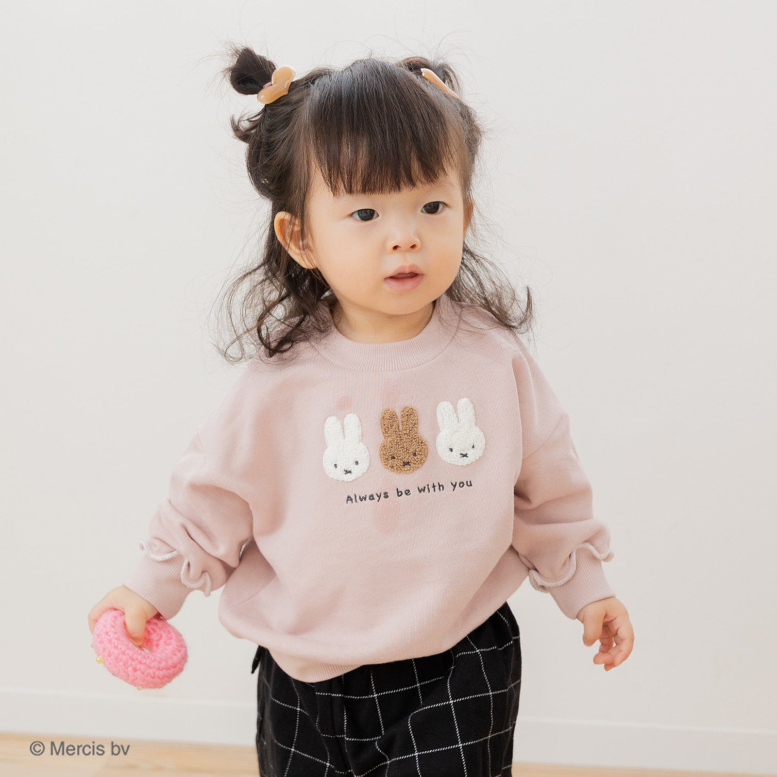 [現貨] 日本直送 Miffy頭像幼童粉紅色圓領長袖衛衣 (130cm) - BB Dressup