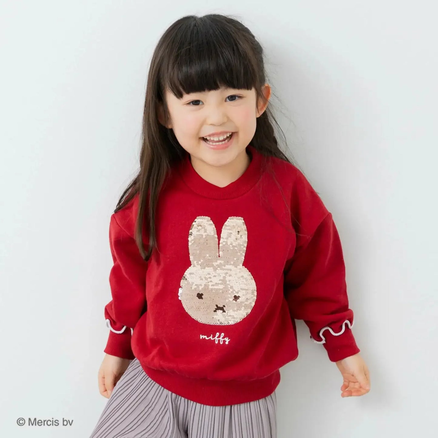 [現貨] 日本直送 Miffy幼童紅色圓領珠片圖案長袖衛衣 (100cm-130cm) - BB Dressup