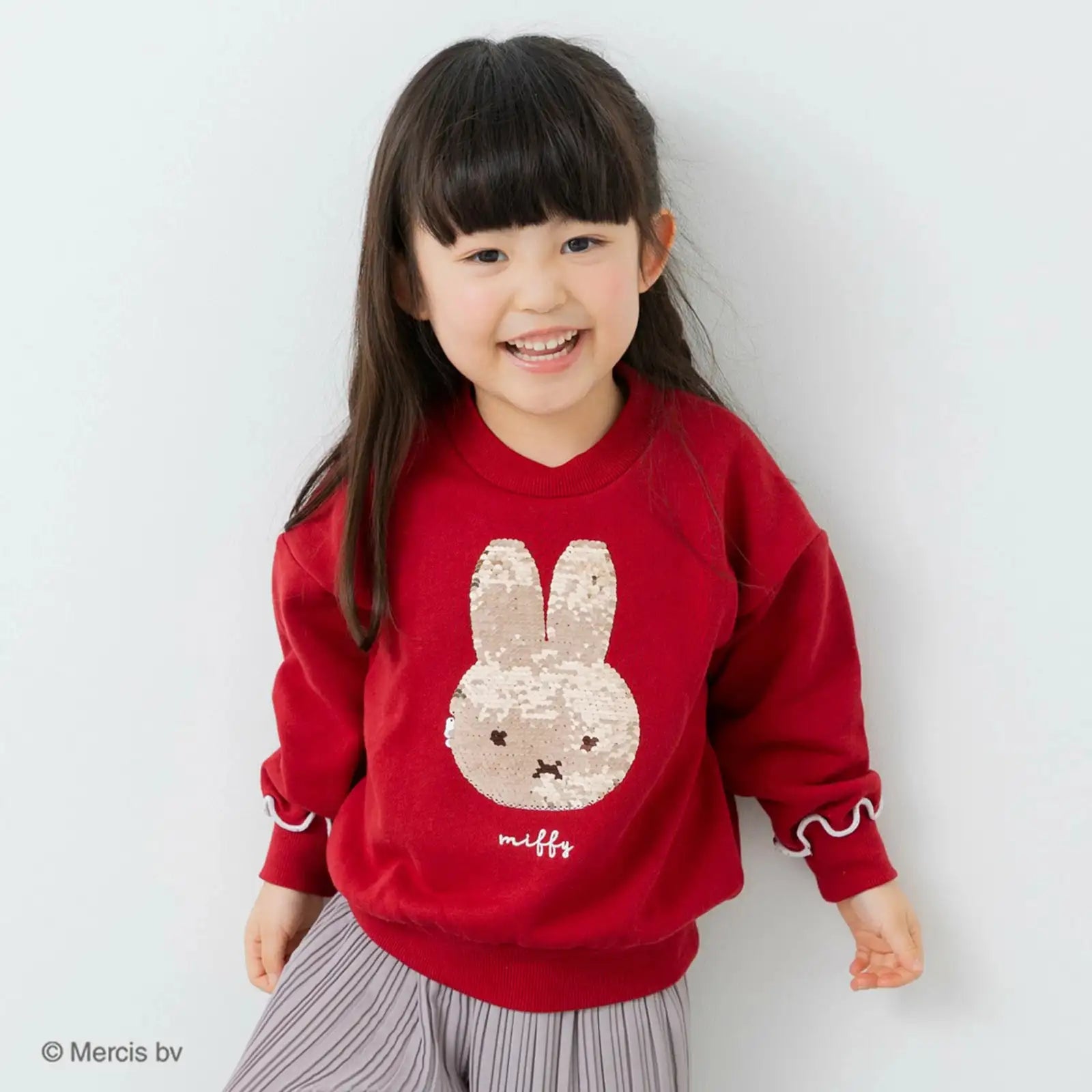 [現貨] 日本直送 Miffy幼童紅色圓領珠片圖案長袖衛衣 - BB Dressup