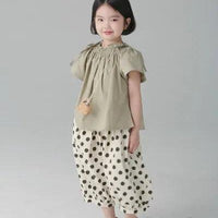 [現貨] 日本直送 Migaro 女童卡其綠束領短袖上衣 - BB Dressup
