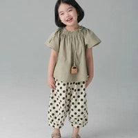 [現貨] 日本直送 Migaro 女童卡其綠束領短袖上衣 - BB Dressup