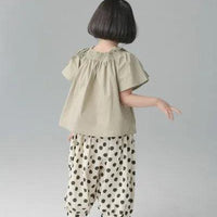 [現貨] 日本直送 Migaro 女童卡其綠束領短袖上衣 - BB Dressup