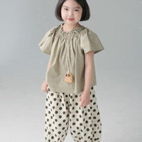 [現貨] 日本直送 Migaro 女童卡其綠束領短袖上衣 - BB Dressup