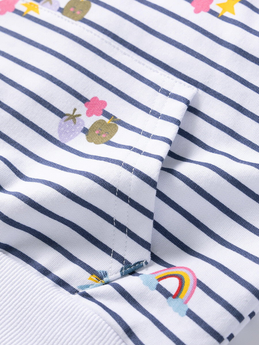 [現貨] 日本直送 Migaro 小童全棉彩虹圖案橫間連帽上衣 (90-100cm) - BB Dressup