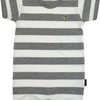 [現貨] 日本製村信 初生嬰兒淺灰橫間短袖連身衣 - BB Dressup