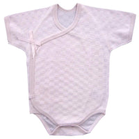 [現貨] 日本製村信 初生嬰兒粉紅色格紋絨短袖連身衣/屁包衣 - BB Dressup