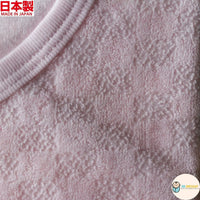 [現貨] 日本製村信 初生嬰兒粉紅色格紋絨短袖連身衣/屁包衣 - BB Dressup