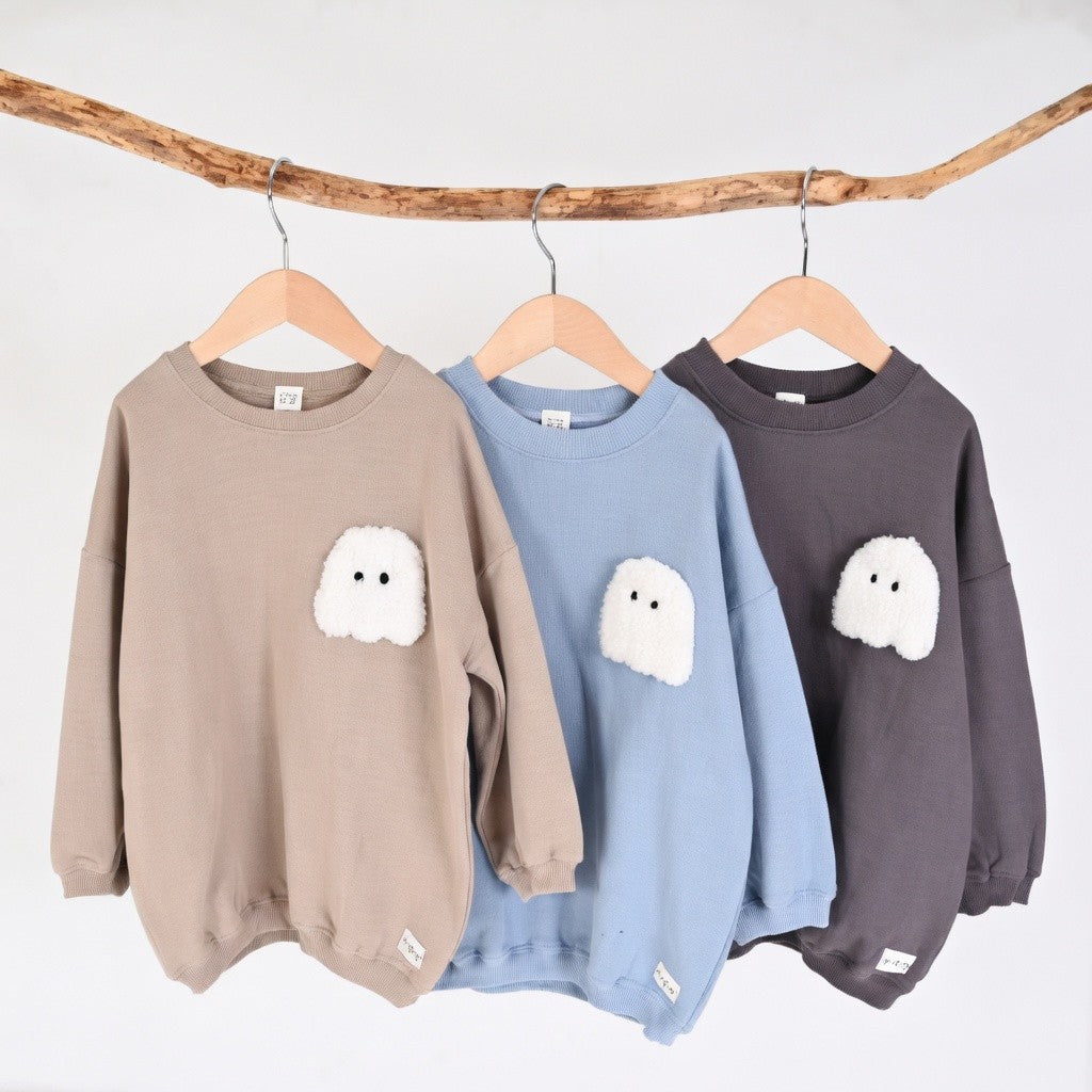 [現貨] 日本直送 Nico Hrat 童裝 炭灰色 幽靈口袋 長袖衛衣 (100-120cm) - BB Dressup