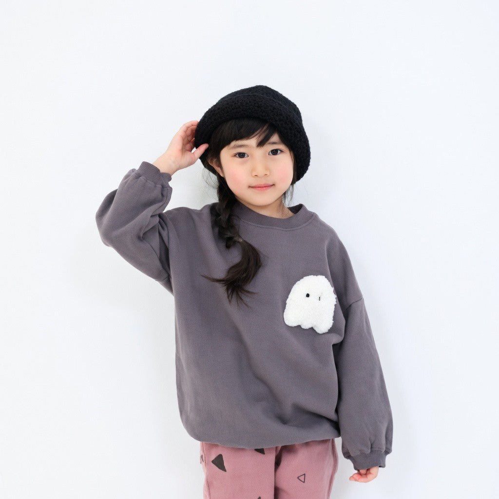 [現貨] 日本直送 Nico Hrat 童裝 炭灰色 幽靈口袋 長袖衛衣 (100-120cm) - BB Dressup