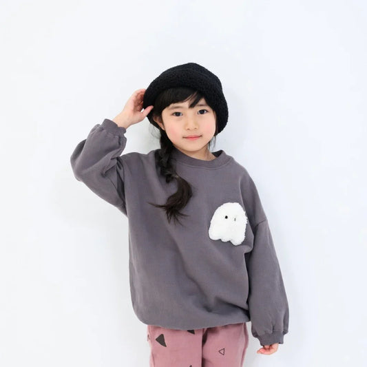 [現貨] 日本直送 Nico Hrat 童裝 炭灰色 幽靈口袋 長袖衛衣 (100-120cm) - BB Dressup