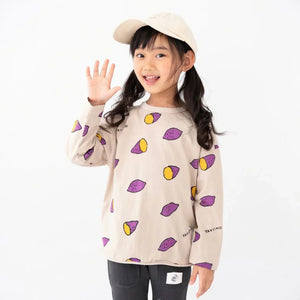 [現貨] 日本直送 Nico Hrat 童裝 米色紅薯圖案 長袖上衣 (120cm) - BB Dressup