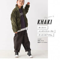 [現貨] 日本直送 OMNES 女童裝 卡其綠長袖高領抓絨外套 (100-130cm) - BB Dressup