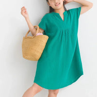 [現貨] 日本直送 OMNES 女童裝 綠色雙層薄紗法式袖束腰連身裙 - BB Dressup
