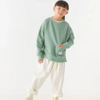 [現貨] 日本直送 OMNES 女童 卡其綠直紋 長袖衫 (100-130cm) - BB Dressup