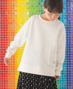 [現貨] 日本直送 OMNES 女童 白色直紋 長袖衫 (100-130cm) - BB Dressup