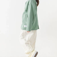 [現貨] 日本直送 OMNES 女童裝 卡其綠直紋 開胸款外套 (110-130cm) - BB Dressup