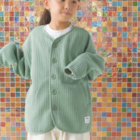 [現貨] 日本直送 OMNES 女童裝 卡其綠直紋 開胸款外套 (110-130cm) - BB Dressup
