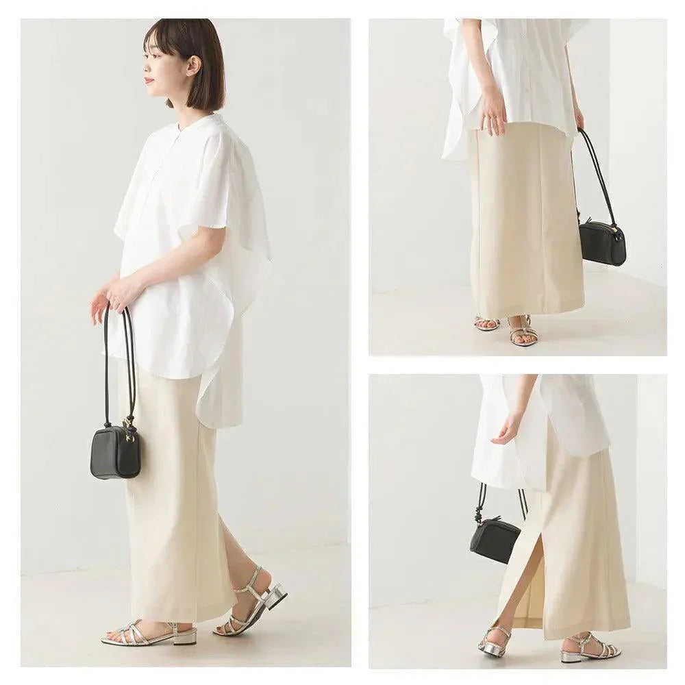 [現貨] 日本直送 OMNES 成人象牙色後開衩緊身裙 - BB Dressup