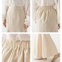 [現貨] 日本直送 OMNES 成人象牙色仿亞麻長喇叭裙 - BB Dressup