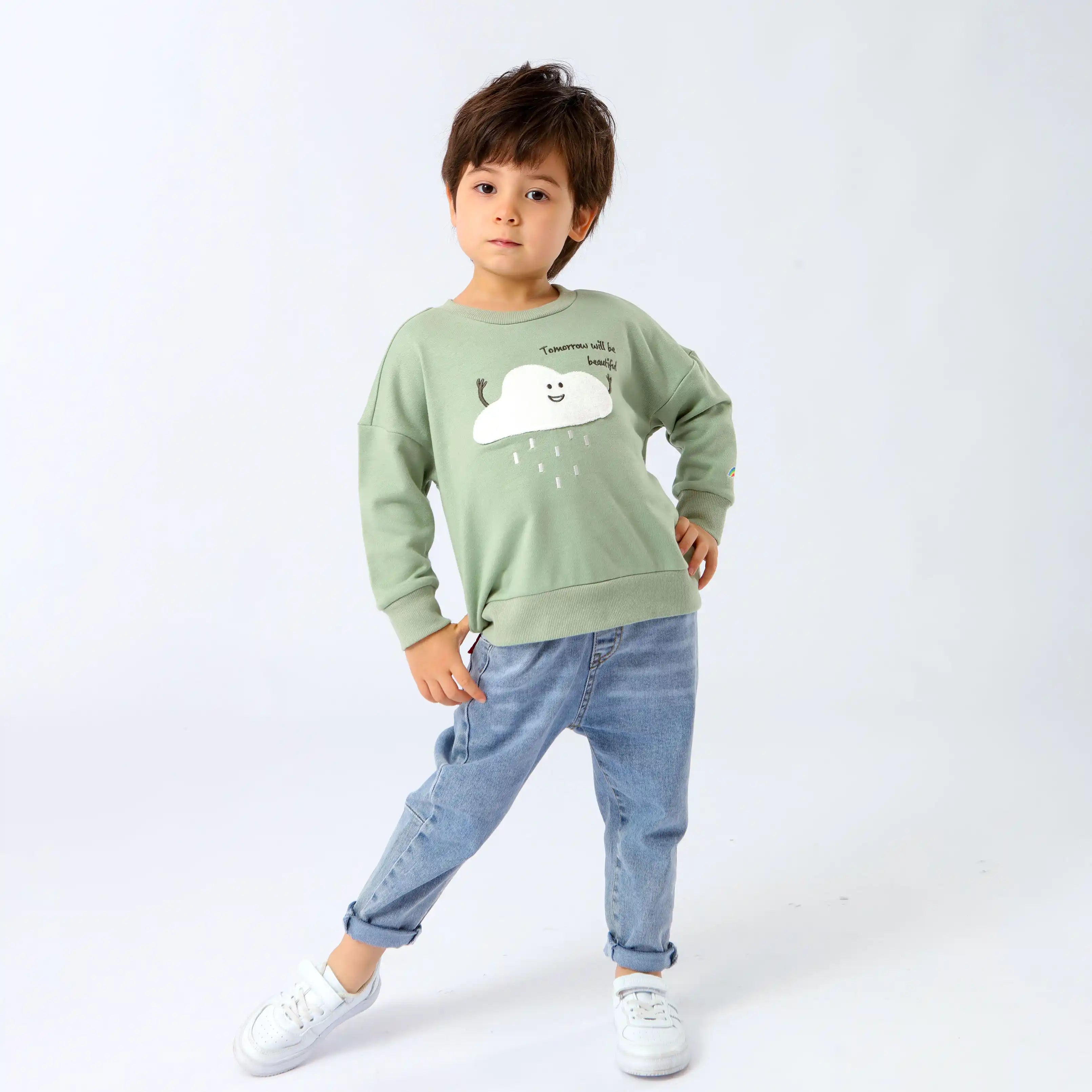 [現貨] 日本直送 O.S Kids 童裝綠色 雲朵造型 長袖衛衣 - BB Dressup