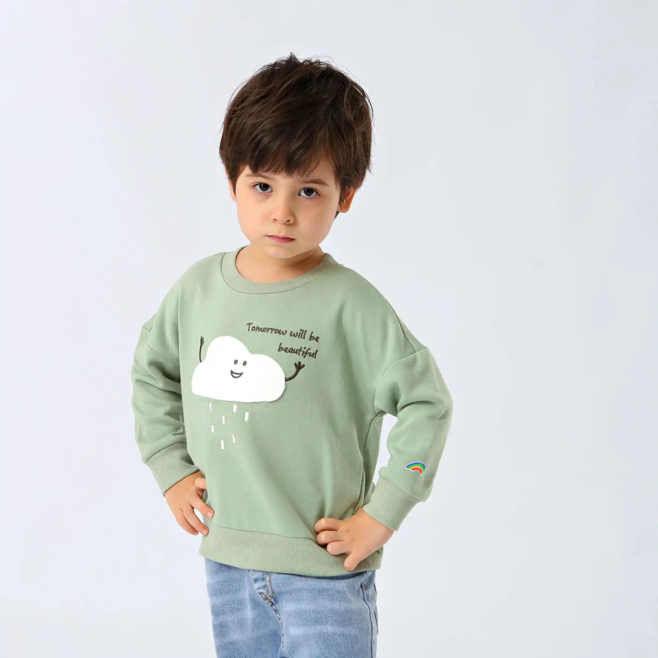 [現貨] 日本直送 O.S Kids 童裝綠色 雲朵造型 長袖衛衣 - BB Dressup