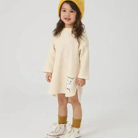 [現貨] 日本直送 OS Kids 女童裝 白色威化格仔紋長袖連身裙 - BB Dressup