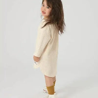 [現貨] 日本直送 OS Kids 女童裝 白色威化格仔紋長袖連身裙 - BB Dressup