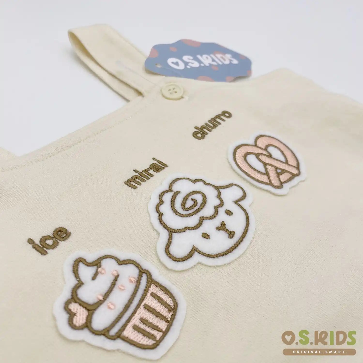 [現貨] 日本直送 OS Kids 童裝 白色貼花刺繡 嬰兒連身衣 - BB Dressup