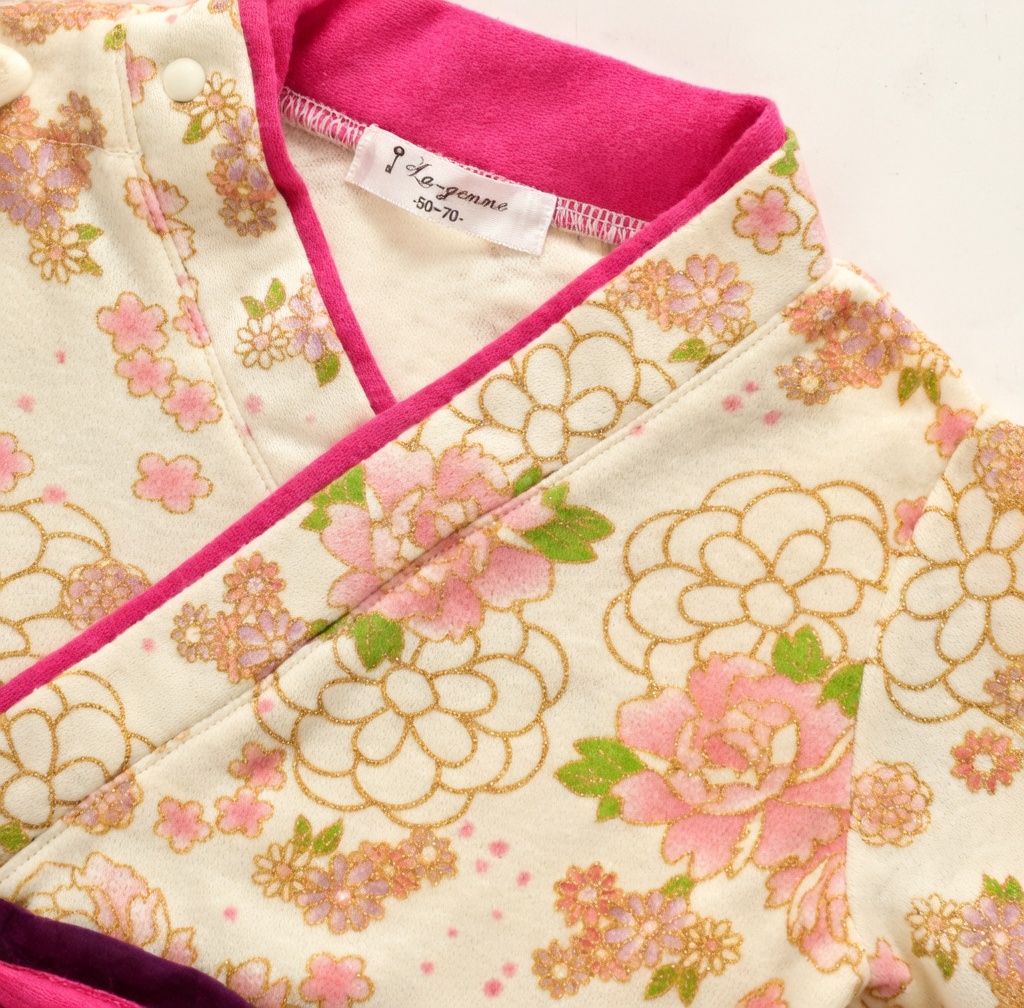 [現貨] 日本直送 O.S Kids 初生嬰兒米色櫻花連身衣 (50-70cm) - BB Dressup